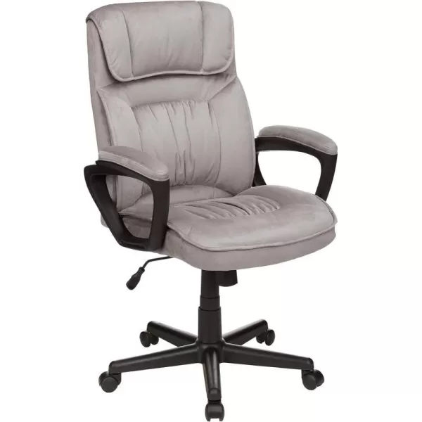Amazon Basics Classic Office Desk Computer Chair  Adjustable Swiveling UltraSoft Microfiber Lumbar Support 28D x 25W x 435H BlackLight Gray