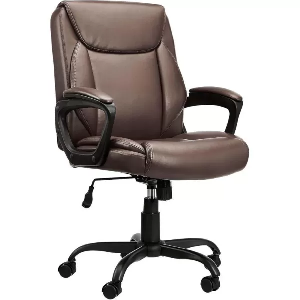 Amazon Basics Classic Puresoft PU Padded MidBack Office Computer Desk Chair with Armrest 26D x 2375W x 42H BlackBrown