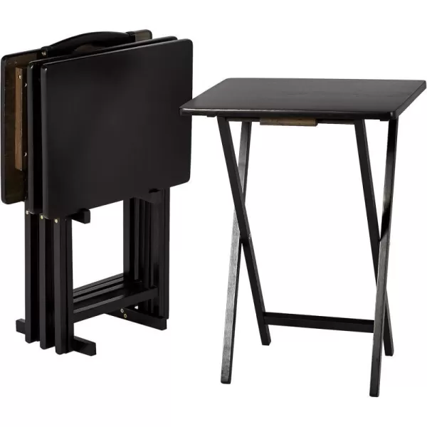 Amazon Basics Classic TV Dinner Rectangular Folding Tray Table with Storage Rack  4Pack Espresso 328D x 2138W x 591HBlack