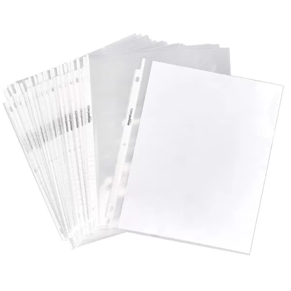 Amazon Basics Clear Sheet Protectors for 3 Ring BinderPolypropylene 85 x 11 Inch 200Pack100  Pack