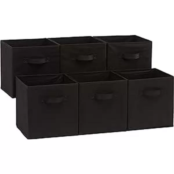 Amazon Basics Collapsible Fabric Storage Cubes Organizer with Handles 105x105x11 Beige  Pack of 6Black 105x105x11