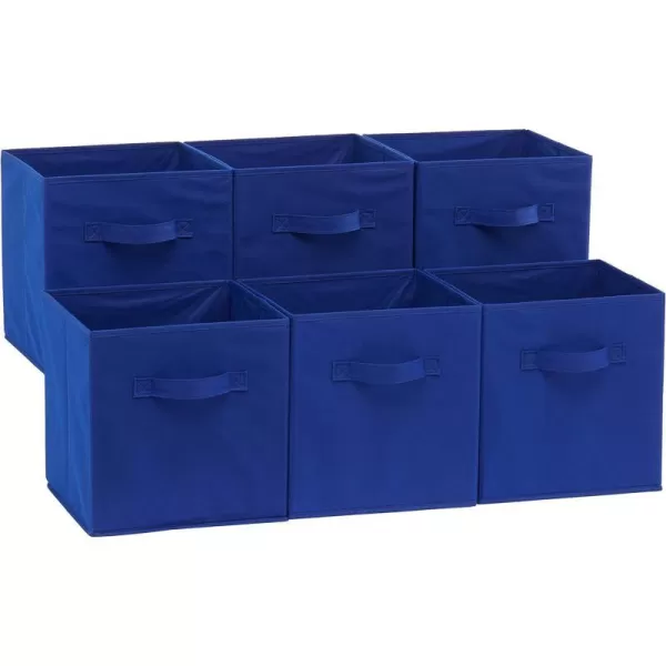 Amazon Basics Collapsible Fabric Storage Cubes Organizer with Handles 105x105x11 Beige  Pack of 6Navy 105x105x11