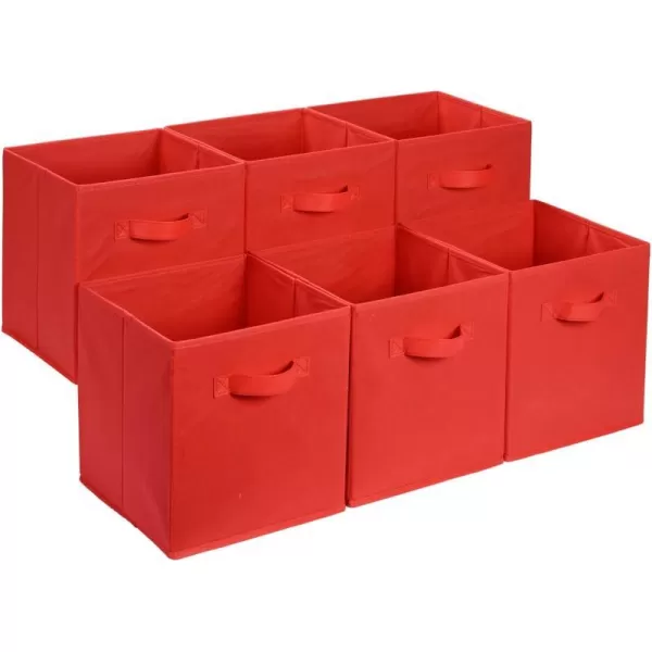 Amazon Basics Collapsible Fabric Storage Cubes Organizer with Handles 105x105x11 Beige  Pack of 6Red 13x13x13