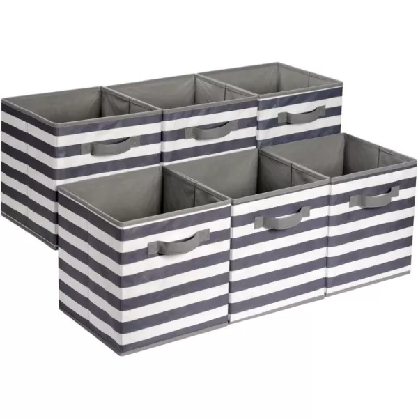 Amazon Basics Collapsible Fabric Storage Cubes Organizer with Handles 105x105x11 Beige  Pack of 6White Light Grey Stripe 105x105x11