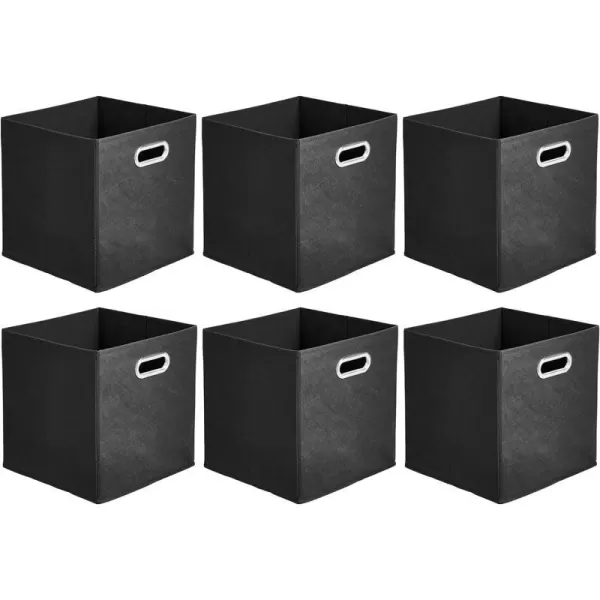 Amazon Basics Collapsible Fabric Storage Cubes with Oval Grommets  6Pack LinkedBlack