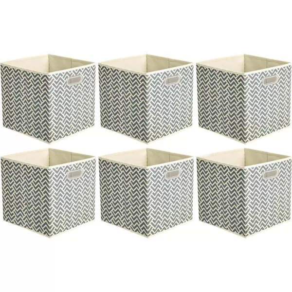 Amazon Basics Collapsible Fabric Storage Cubes with Oval Grommets  6Pack LinkedChevron Grey