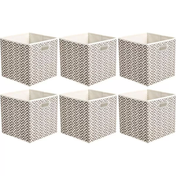 Amazon Basics Collapsible Fabric Storage Cubes with Oval Grommets  6Pack LinkedChevron Taupe