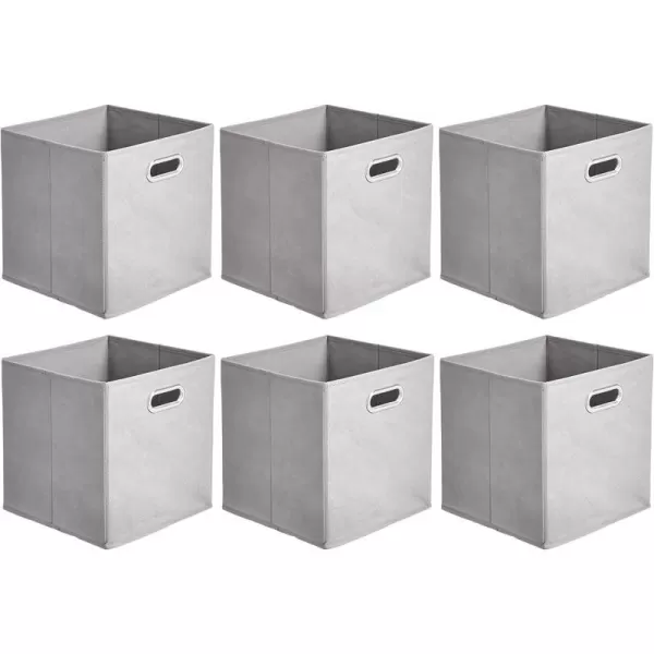 Amazon Basics Collapsible Fabric Storage Cubes with Oval Grommets  6Pack LinkedLight Grey
