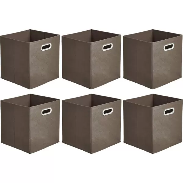 Amazon Basics Collapsible Fabric Storage Cubes with Oval Grommets  6Pack LinkedTaupe