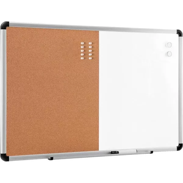Amazon Basics Combo Magnetic Whiteboard Dry Erase BoardCork Board WhiteYellow 36 x 24WhiteYellow 24 x 36 1 pack