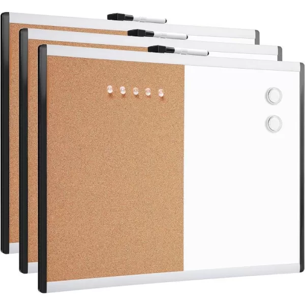Amazon Basics Combo Magnetic Whiteboard Dry Erase BoardCork Board WhiteYellow 36 x 24Whiteyellow 17 x 23 3 pack