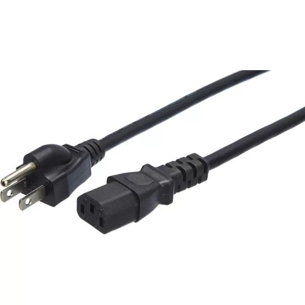 Amazon Basics Computer Monitor TV Replacement Power Cord 10 Black25 10Pack Power Cord