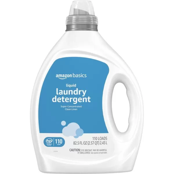 Amazon Basics Concentrated Liquid Laundry Detergent Clean Linen Fresh Scent 110 Count 825 Fl Oz Previously SolimoClean Linen