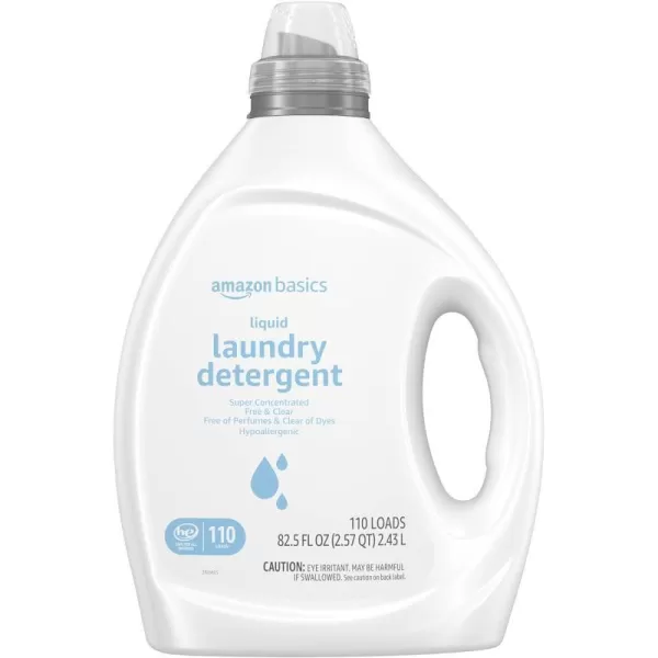 Amazon Basics Concentrated Liquid Laundry Detergent Clean Linen Fresh Scent 110 Count 825 Fl Oz Previously SolimoFree amp Clear