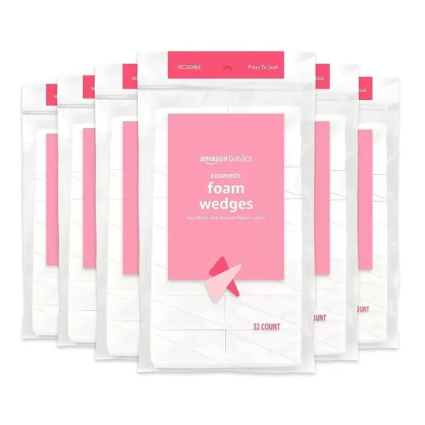 Amazon Basics Cosmetic Foam Wedges 192 Count 6 Packs of 32 White Previously Solimo32 Count Pack of 6