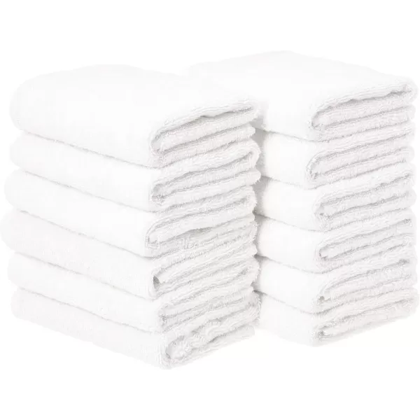 Amazon Basics Cotton Hand Towel 12Pack Gray 16 x 26White Pack of 12