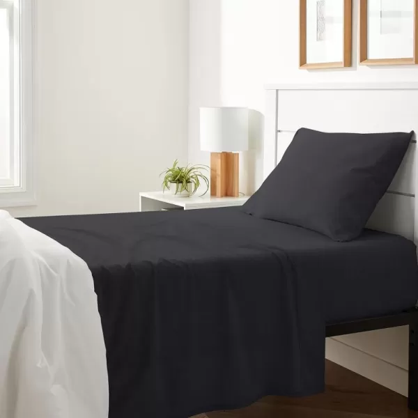 Amazon Basics Cotton Jersey 4Piece Bed Sheet Set King Oatmeal SolidBlack Twin Sheet Set