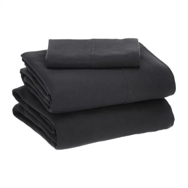 Amazon Basics Cotton Jersey 4Piece Bed Sheet Set King Oatmeal SolidBlack Twin XL Sheet Set