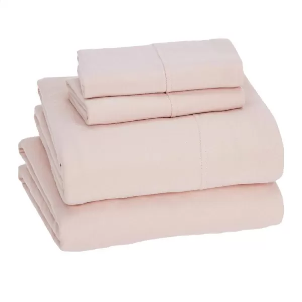 Amazon Basics Cotton Jersey 4Piece Bed Sheet Set King Oatmeal SolidBlush Full Sheet Set