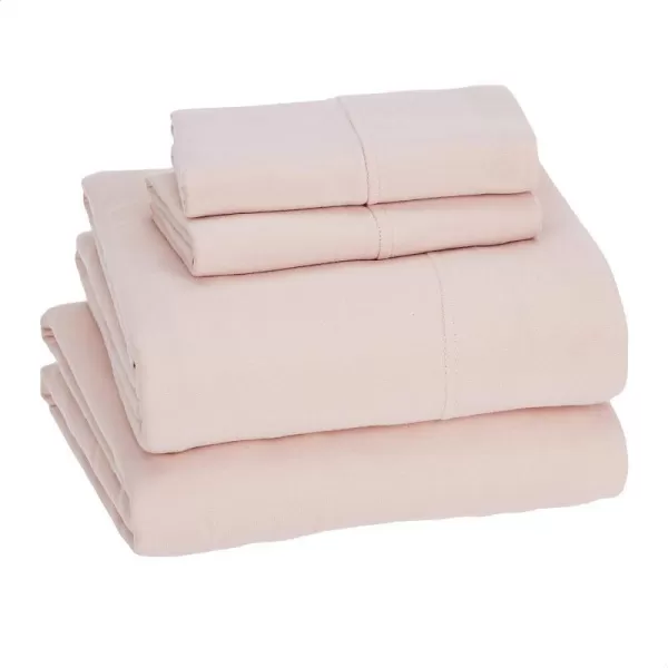 Amazon Basics Cotton Jersey 4Piece Bed Sheet Set King Oatmeal SolidBlush King Sheet Set