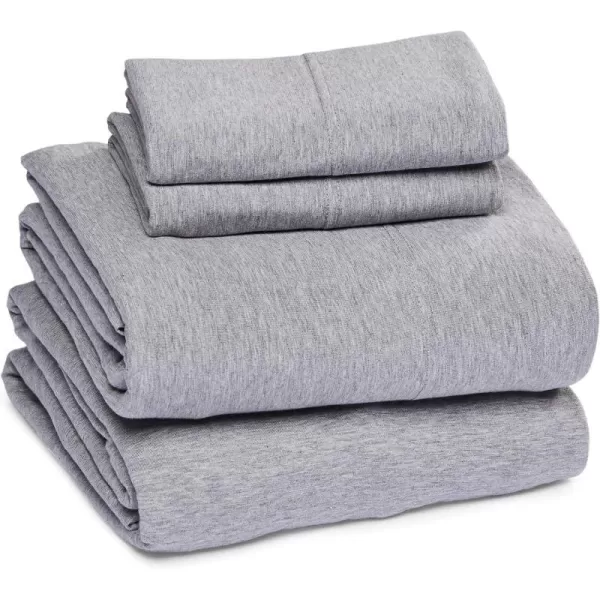 Amazon Basics Cotton Jersey 4Piece Bed Sheet Set King Oatmeal SolidLight Gray Full Sheet Set