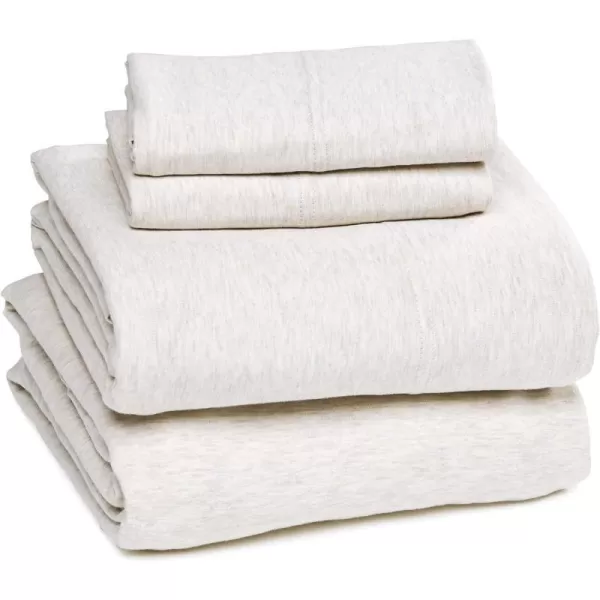 Amazon Basics Cotton Jersey 4Piece Bed Sheet Set King Oatmeal SolidOatmeal King Sheet Set