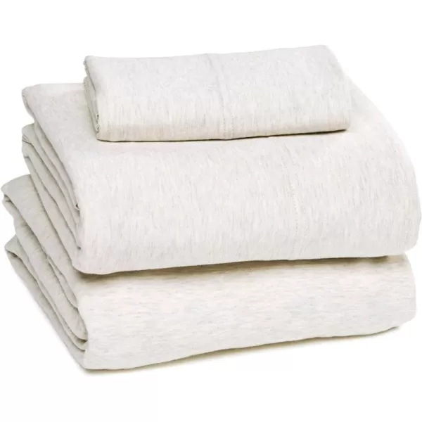 Amazon Basics Cotton Jersey 4Piece Bed Sheet Set King Oatmeal SolidOatmeal Twin XL Sheet Set