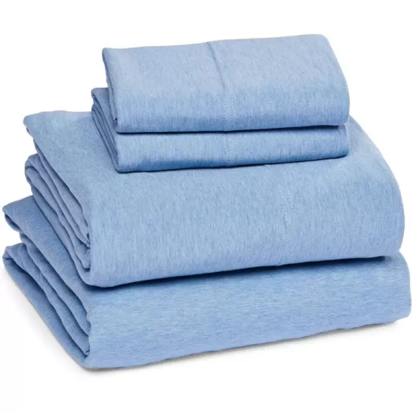 Amazon Basics Cotton Jersey 4Piece Bed Sheet Set King Oatmeal SolidSky Blue Full Sheet Set