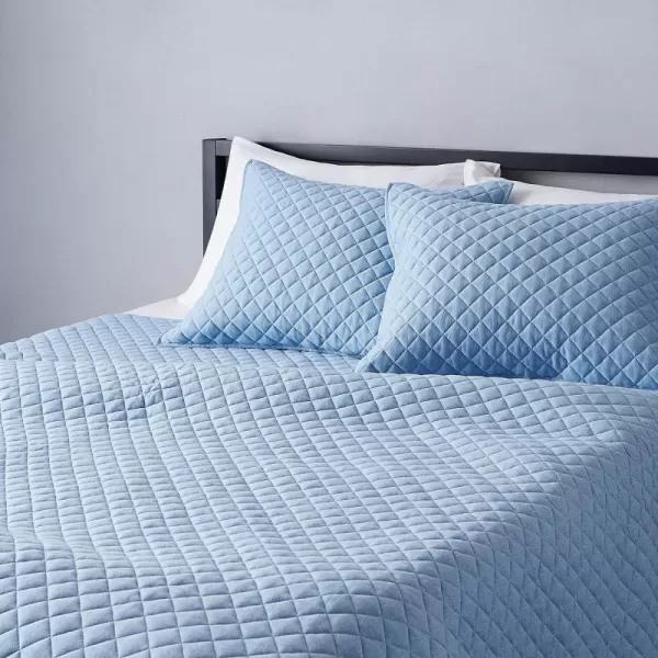 Amazon Basics Cotton Jersey 4Piece Bed Sheet Set King Oatmeal SolidSky Blue Queen Quilt Set