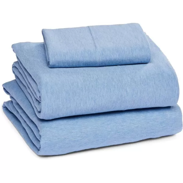 Amazon Basics Cotton Jersey 4Piece Bed Sheet Set King Oatmeal SolidSky Blue Twin Sheet Set