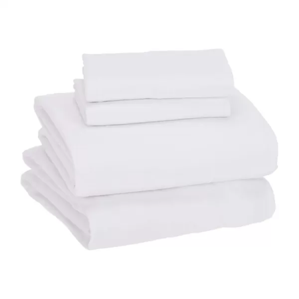 Amazon Basics Cotton Jersey 4Piece Bed Sheet Set King Oatmeal SolidWhite Full Sheet Set