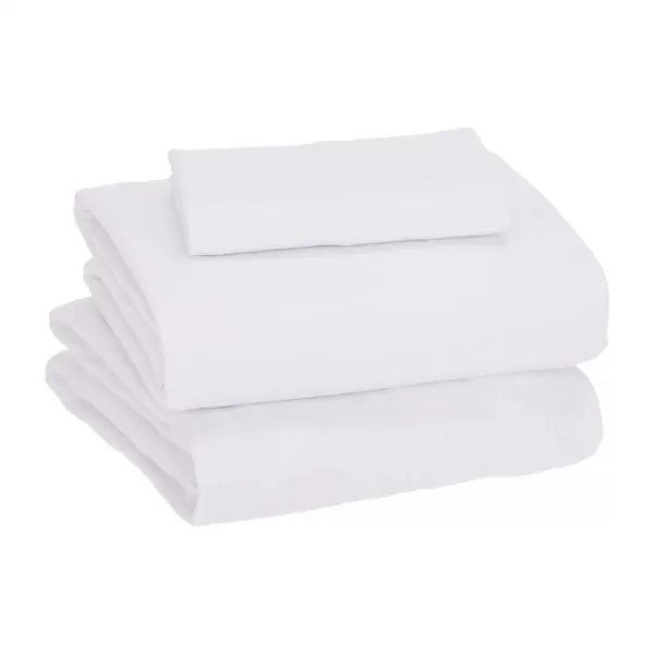 Amazon Basics Cotton Jersey 4Piece Bed Sheet Set King Oatmeal SolidWhite Twin Sheet Set