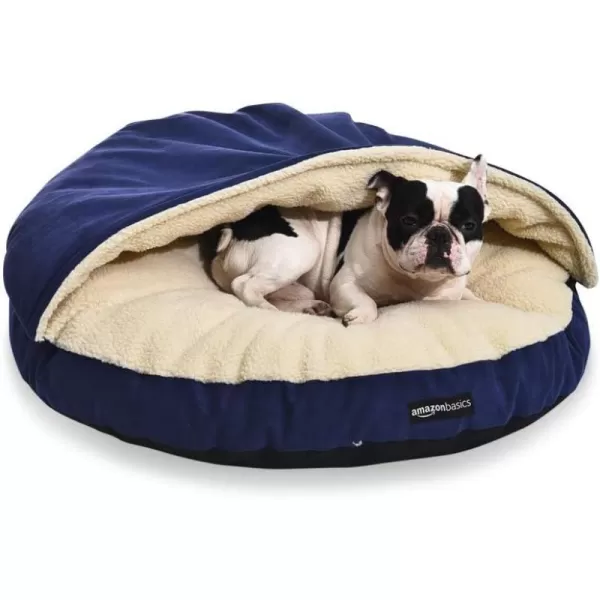 Amazon Basics Cozy Pet Cave Bed for Dog Large 35 x 35 x 13 Inches BlueBlue Large