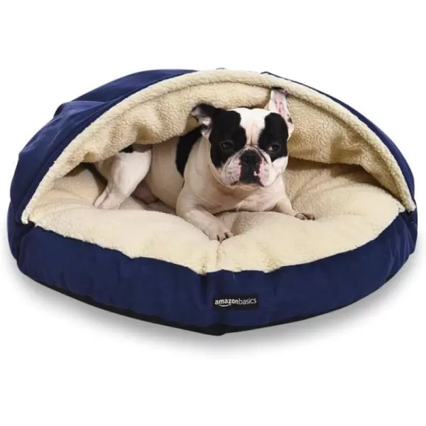Amazon Basics Cozy Pet Cave Bed for Dog Large 35 x 35 x 13 Inches BlueBlue Medium