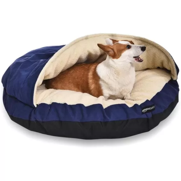 Amazon Basics Cozy Pet Cave Bed for Dog Large 35 x 35 x 13 Inches BlueBlue XL