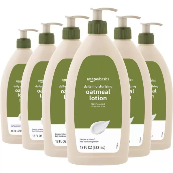 Amazon Basics Daily Moisturizing Oatmeal Body Lotion and Skin Protectant Fragrance Free 18 Fluid Ounces 6Pack Previously Solimo18 Fl Oz Pack of 6