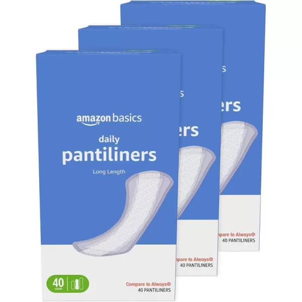 Amazon Basics Daily Pantiliner Extra Long Length Unscented 68 Count 1 Pack Previously Solimo40 Count Pack of 3