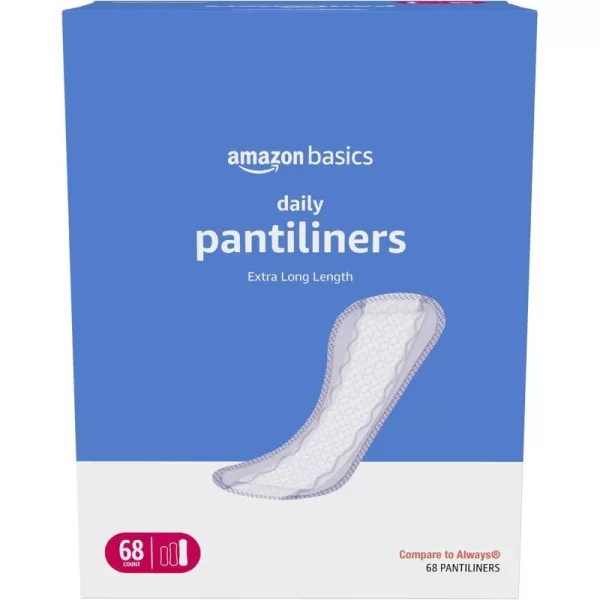 Amazon Basics Daily Pantiliner Extra Long Length Unscented 68 Count 1 Pack Previously Solimo68 Count Pack of 1