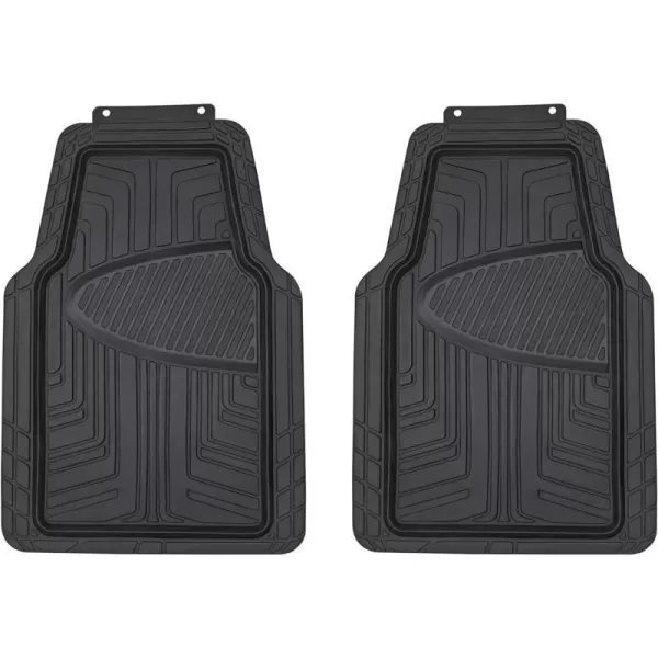 Amazon Basics Deep Dish Universal Heavy Duty PVC Faux Rubber Floor Mats Set 4piece with Cargo Liner AllWeather Protection waterproof Trim To Fit for Cars Automotive SUVs Sedan Trucks BlackBlack Thick Premium Rubber 2Piece