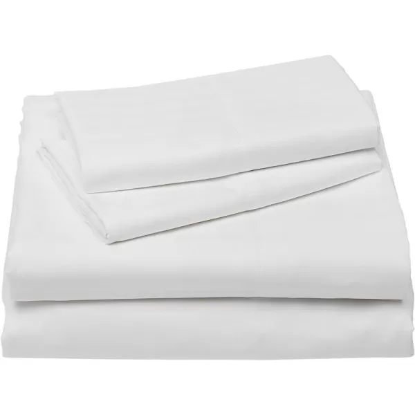 Amazon Basics Deluxe Microfiber Striped 3Piece Sheet Set4 pcs Spa Blue FullBright White King