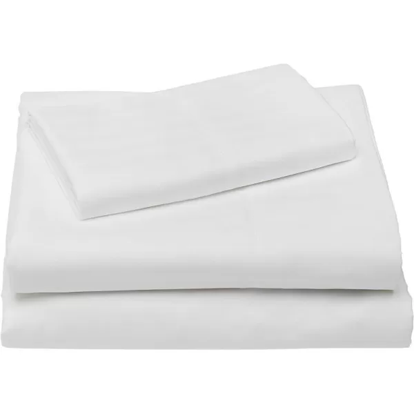 Amazon Basics Deluxe Microfiber Striped 3Piece Sheet Set4 pcs Spa Blue FullBright White Twin