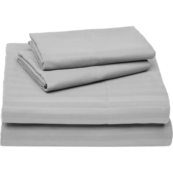 Amazon Basics Deluxe Microfiber Striped 3Piece Sheet Set4 pcs Spa Blue FullDark Grey Full