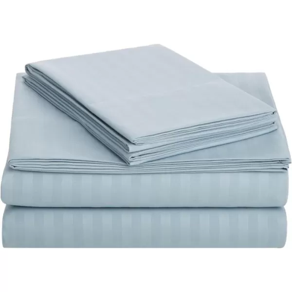 Amazon Basics Deluxe Microfiber Striped 3Piece Sheet Set4 pcs Spa Blue FullSpa Blue Queen