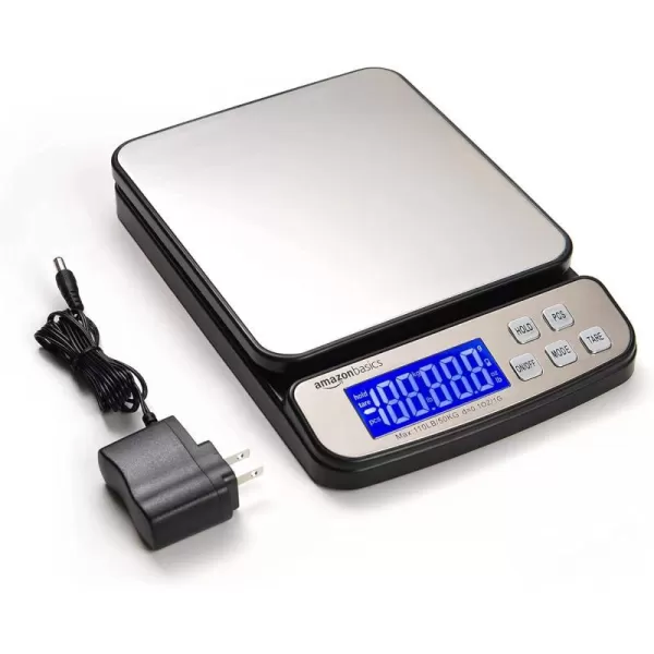 Amazon Basics Digital Postal Table Top Scale AC Adapter Counting Function 110 Pound Capacity 01 Ounce Readability Black110 lb