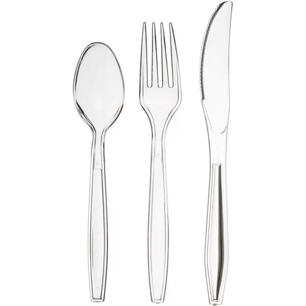 Amazon Basics Disposable Clear Plastic Utensil Cutlery 360Piece Set360Piece