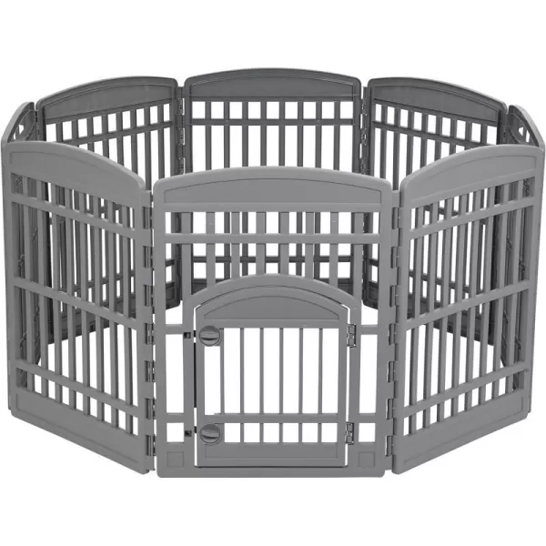 Amazon Basics Dog Playpen Pet Exercise Pen with Door 34Inches 8 Panel Beige8 Panel  34H Dark Gray