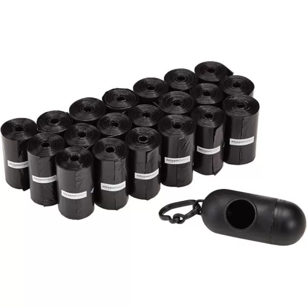 Amazon Basics Dog Poop Bags With Dispenser and Leash Clip Unscented Standard 600 Count 40 Pack of 15 Black 13 Inch x 9 Inch15 Count Pack of 20