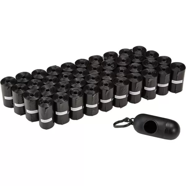 Amazon Basics Dog Poop Bags With Dispenser and Leash Clip Unscented Standard 600 Count 40 Pack of 15 Black 13 Inch x 9 Inch15 Count Pack of 40