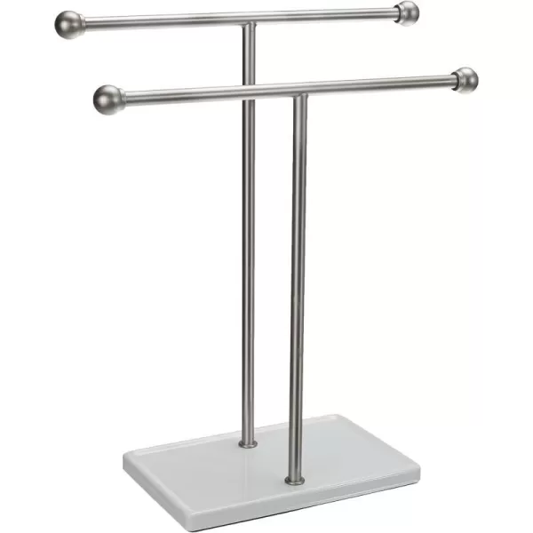 Amazon Basics DoubleT Hand Towel and Accessories TShape Stand NickelWhiteNickelWhite