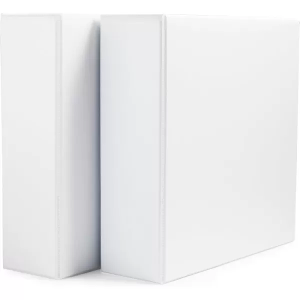 Amazon Basics Economy 3 Ring Binder Showcase View Binder with 3 Inch DRing 2Pack White3inch 2Pack